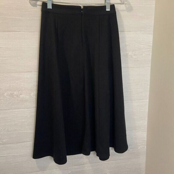 Gap Womens Black Midi Skirt Size 0P Polyester Blend A-Line Back Zip Closure - Picture 4 of 5